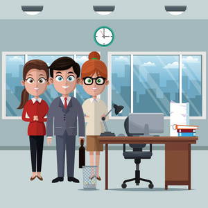 商業(yè)婦女在辦公室動(dòng)畫片