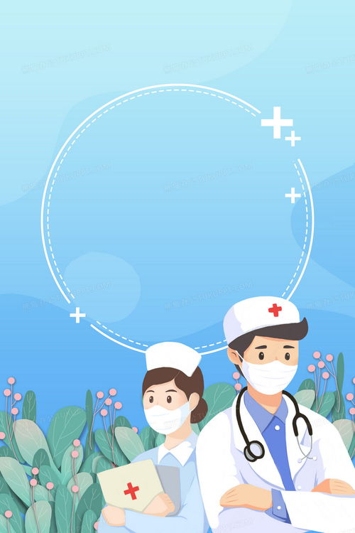 清新的醫(yī)護商務(wù)卡通手繪邊框背景背景圖片素材免費下載 熊貓辦公
