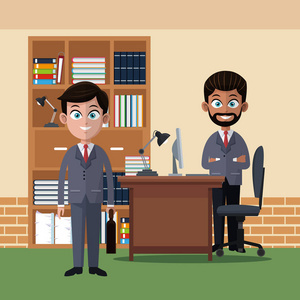 商業女性在辦公室 動畫中的商務故事